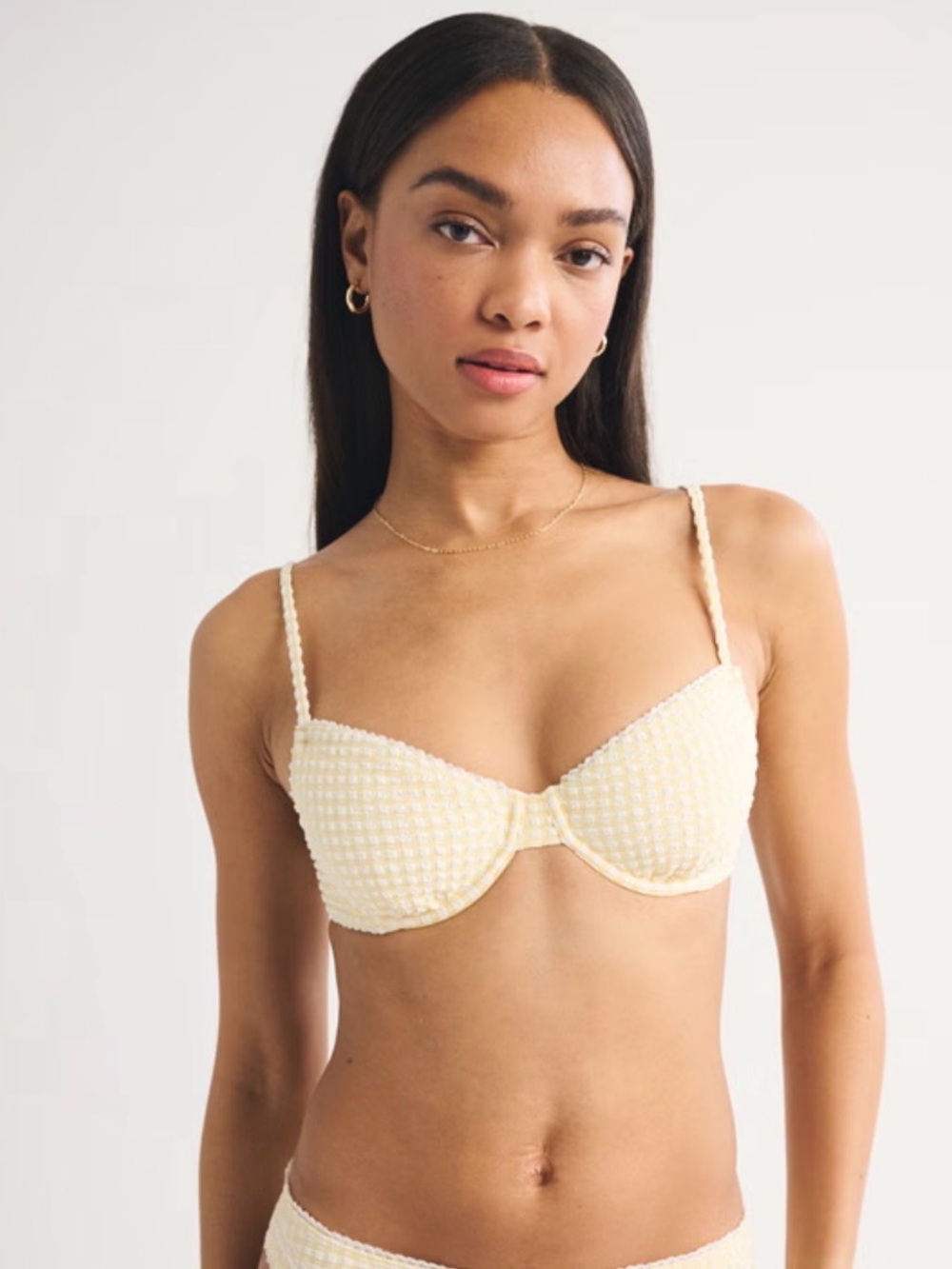 Abercrombie & Fitch Cream Textured Underwire Swim Bra